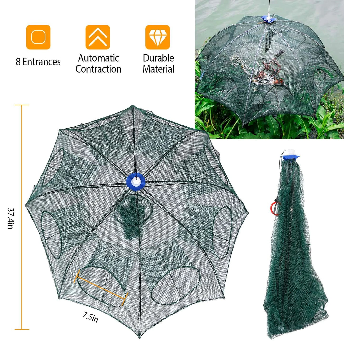 Foldable Fishing Bait Net Trap