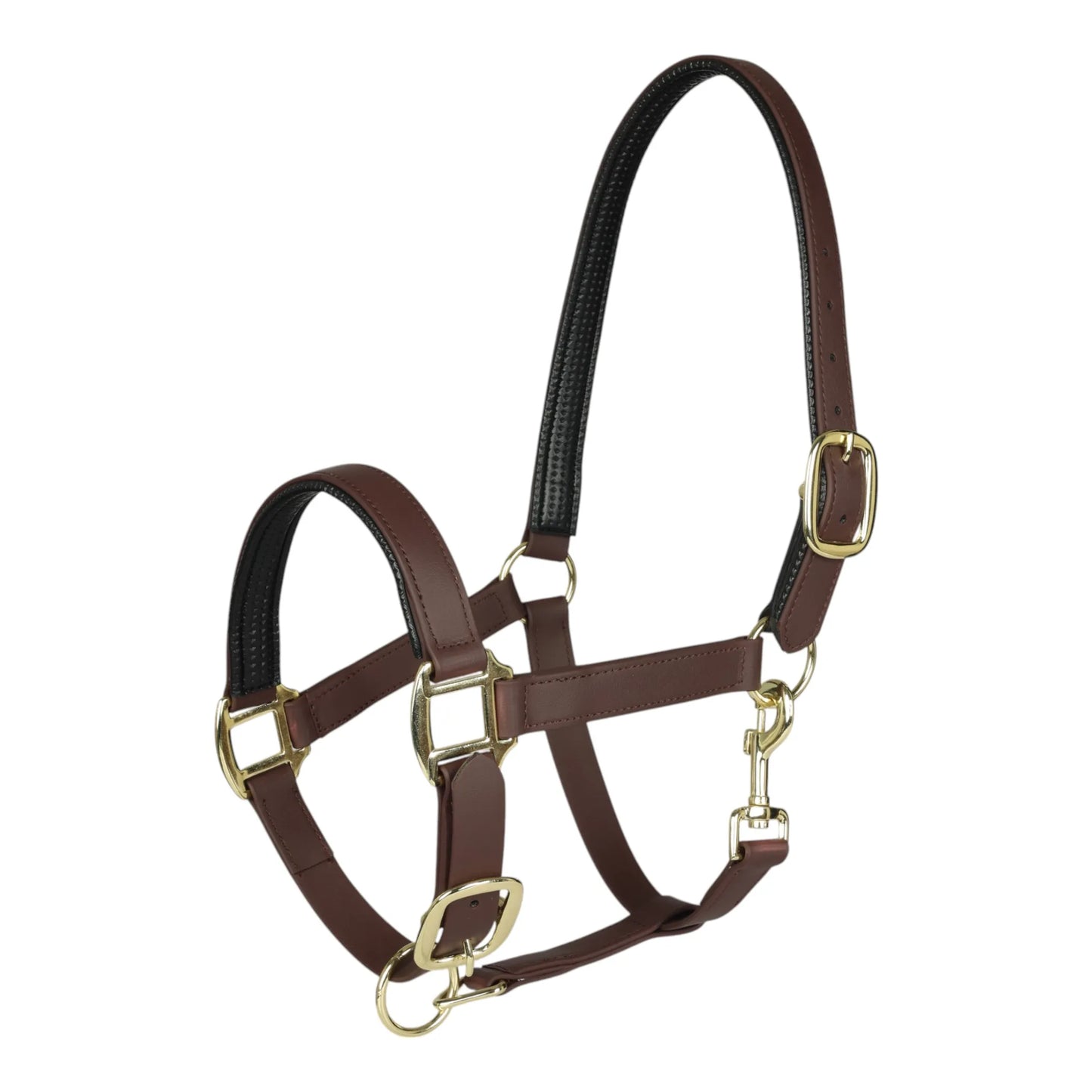 TuffRider EasyCare EquiLeather Heavy Duty Break Away Halter with Brass Plated Fittings-Black-Cob