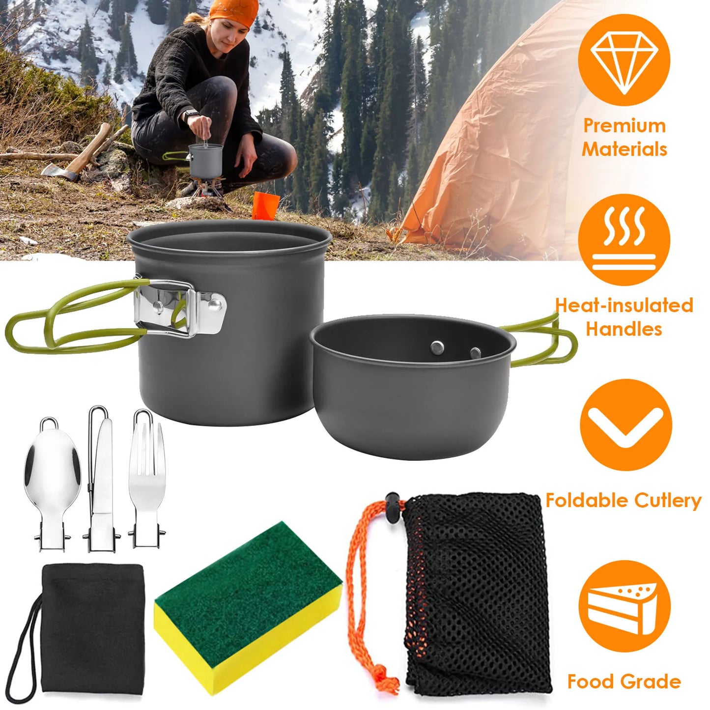 8Pcs Camping Cooking Ware Set