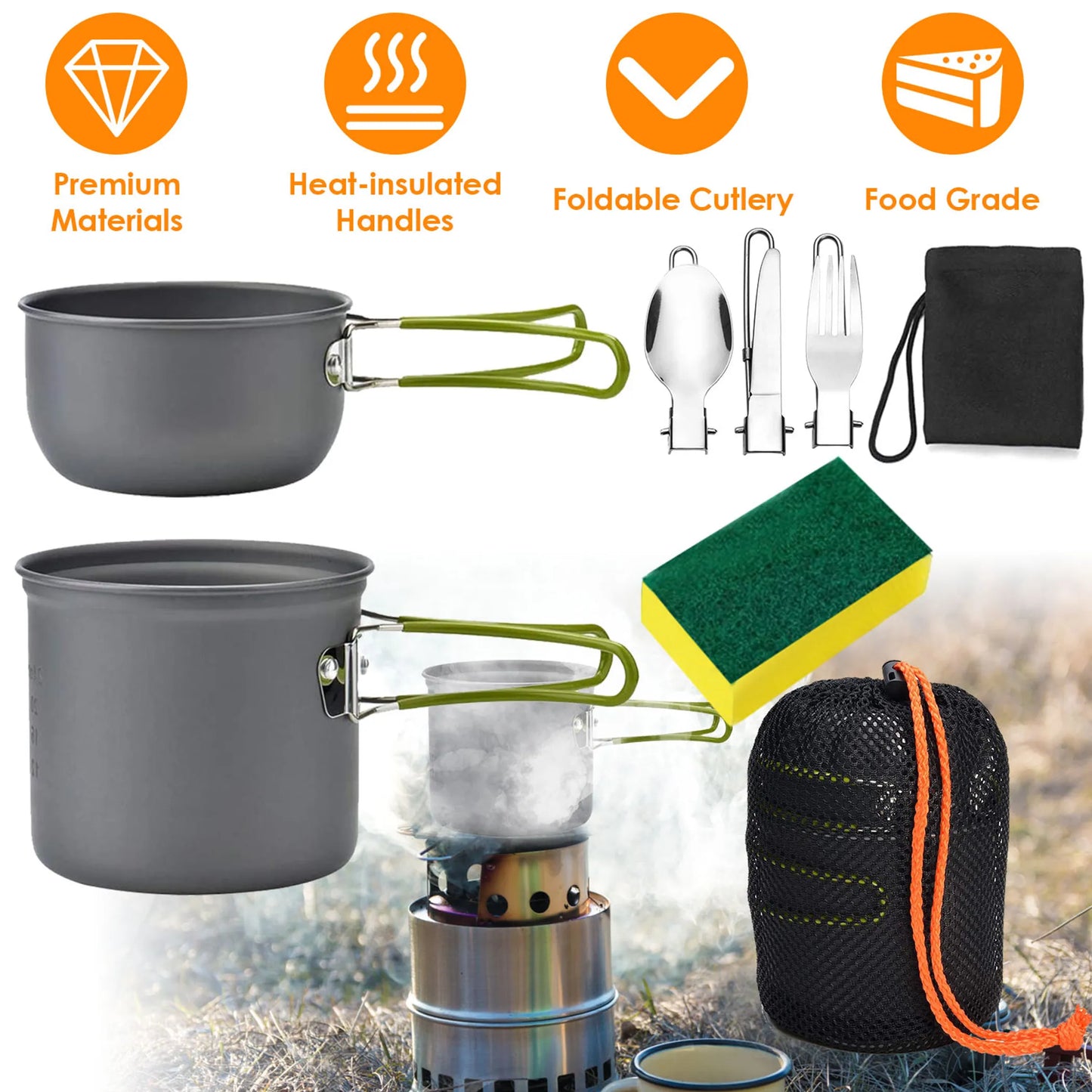 8Pcs Camping Cooking Ware Set
