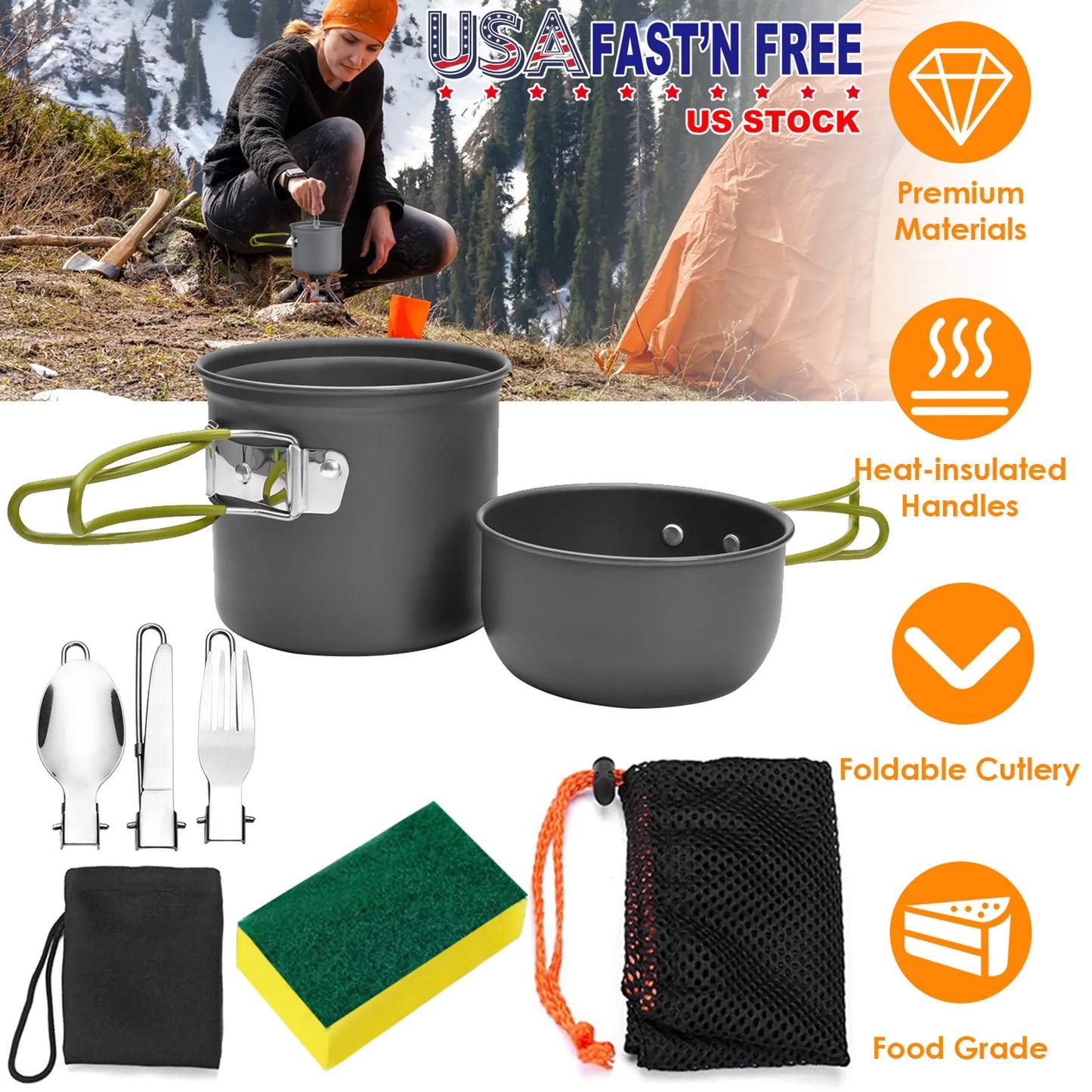 8Pcs Camping Cooking Ware Set