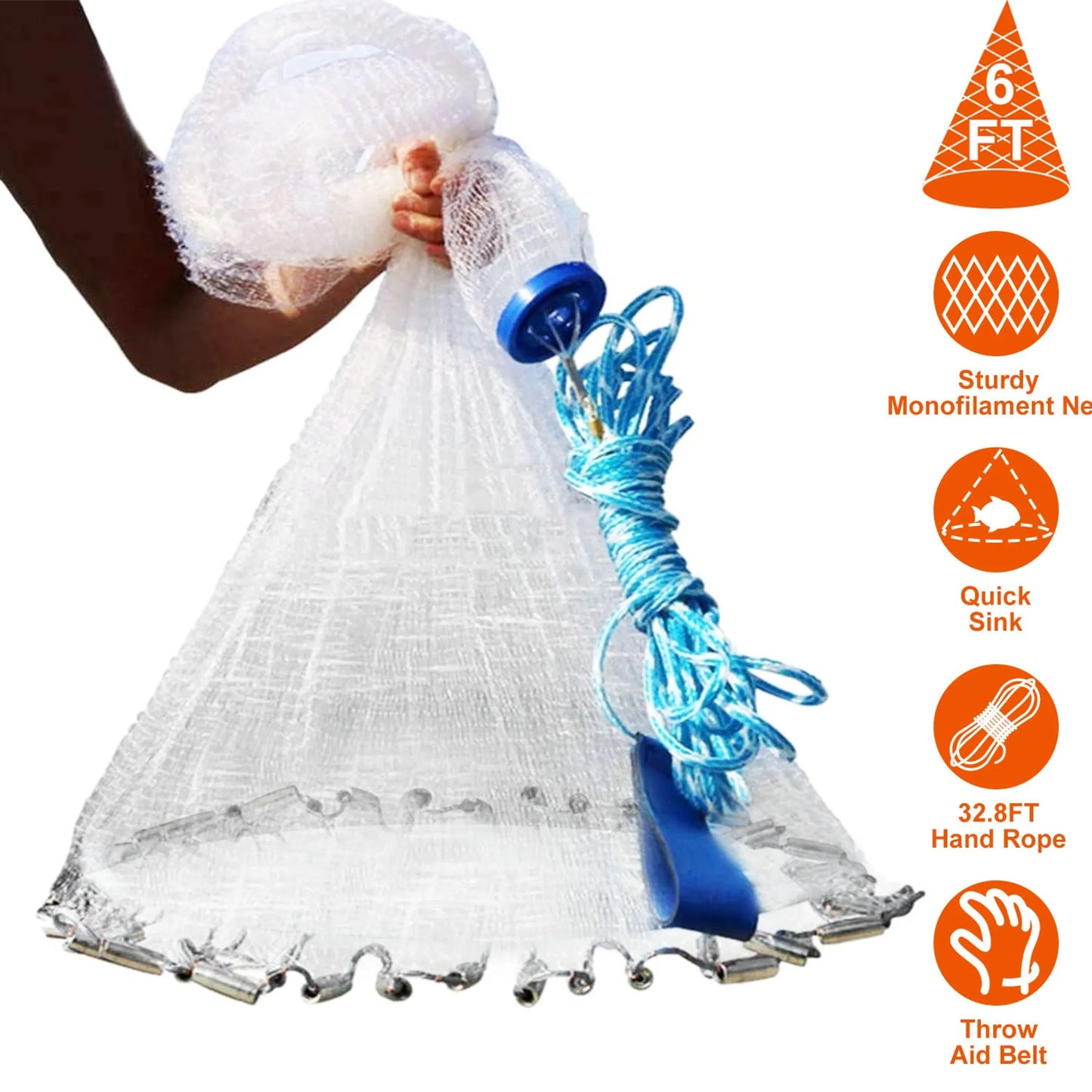 6ft Radius Fishing Cast Net