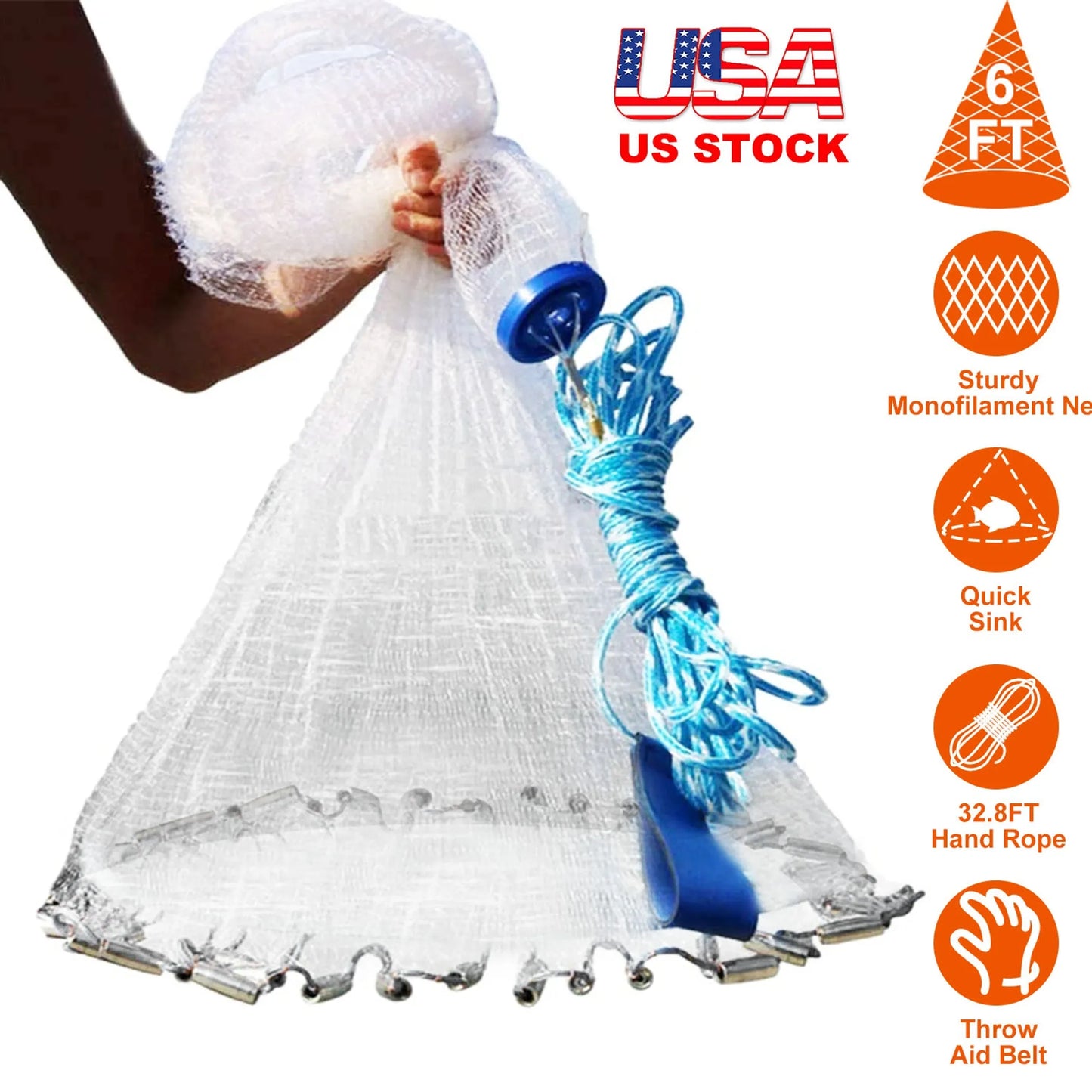 6ft Radius Fishing Cast Net