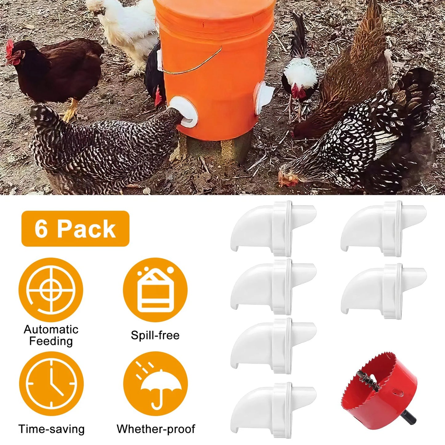 6Packs DIY Spill-free Chicken Feeders