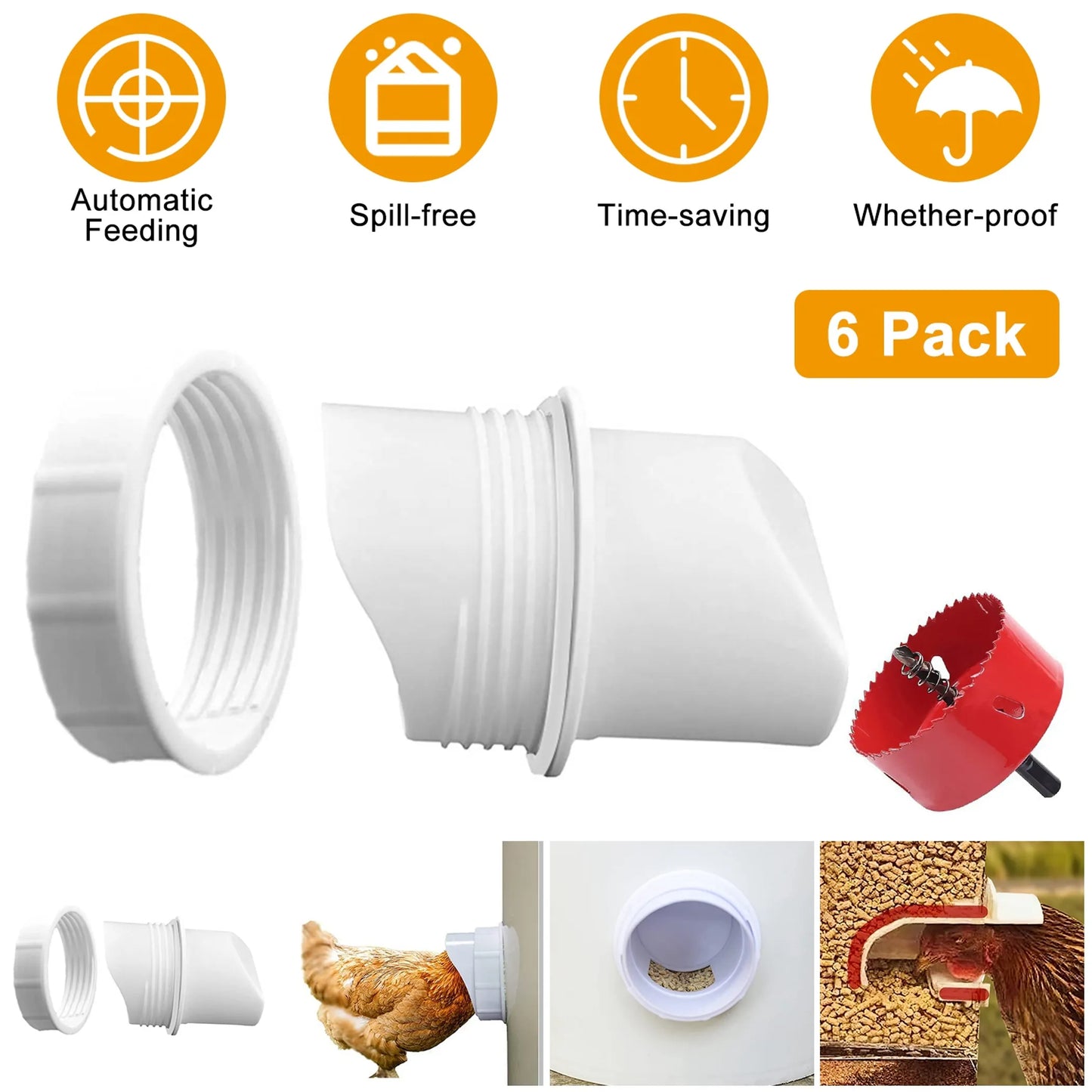 6Packs DIY Spill-free Chicken Feeders