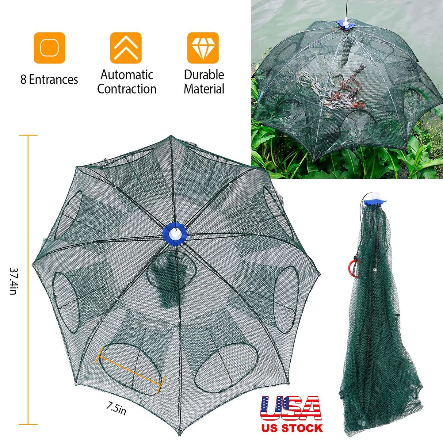 Foldable Fishing Bait Net Trap
